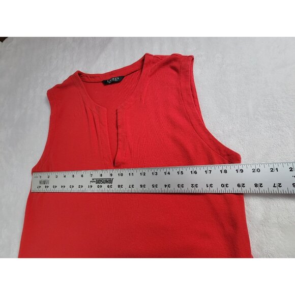 Lauren Ralph Lauren Red Sleeveless Cover Up Tunic Dress w/ Side Button Pockets - Picture 5 of 7